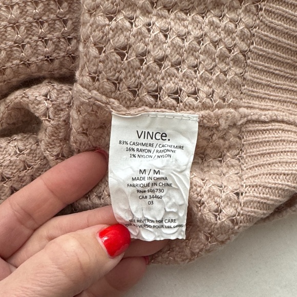 Vince Waffle Knit Crewneck Sweater - Light Pink, Medium - Picture 3 of 4